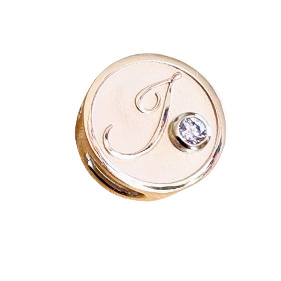 The 14K Gold Signet Charm with Diamond Accent