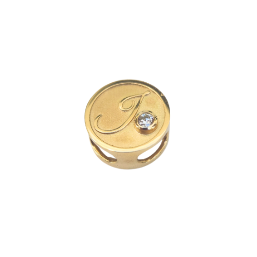 14K Gold Signet Charm with Customized Monogram and Gemstone